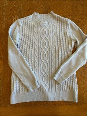 Karen Scott Baby Blue Cable Turtleneck Sweater